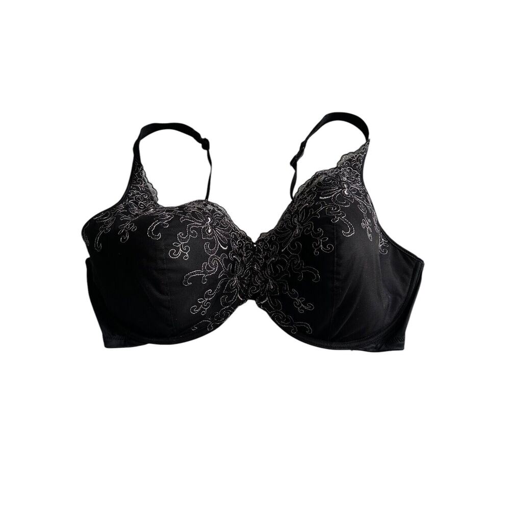 Platex Bra 42DD Secrets Beautiful Lift with Embroidery Black Lace Underwire 4513